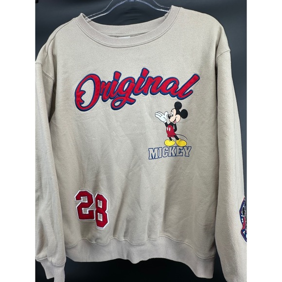 Disney Tops - Disney Mickey Mouse "Original Mickey" Tan Crewneck Sweatshirt Size L (12/14)